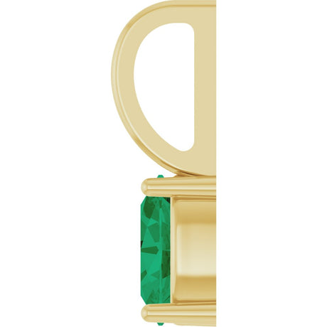 14K Yellow Gold 5x3 mm Lab-Grown Emerald Charm/Pendant