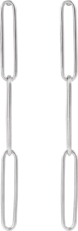 14K White Gold Paperclip-Style Earrings