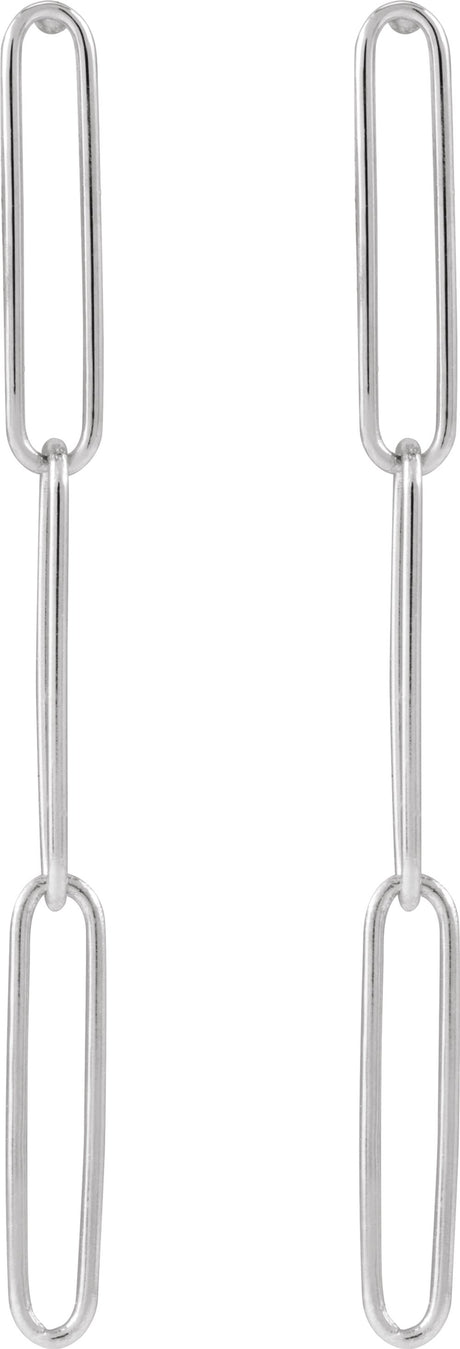 14K White Paperclip-Style Earrings