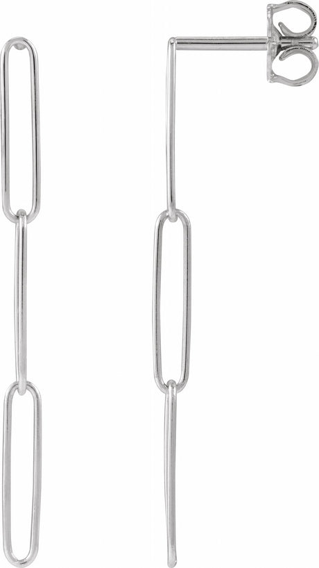 14K White Gold Paperclip-Style Earrings