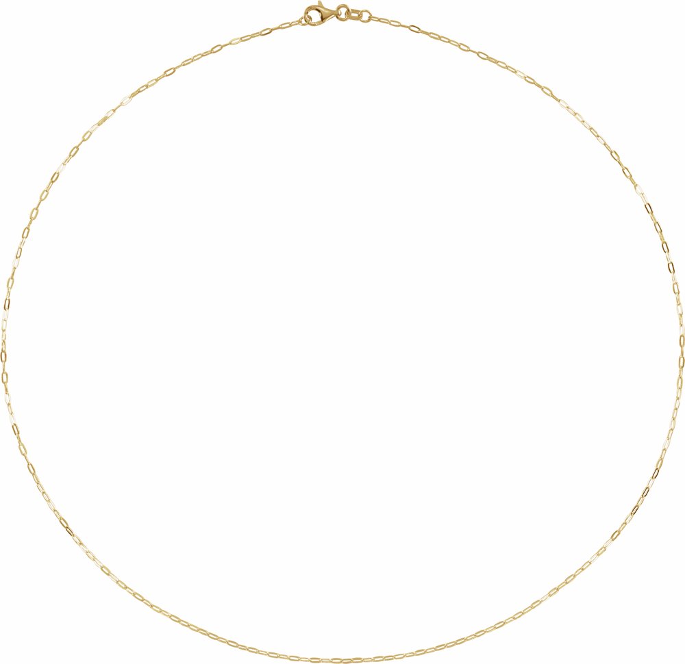 14K Yellow Gold 1.25 mm Paperclip-Style 20" Chain