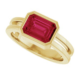 14K Yellow Gold Lab-Grown Ruby Ring