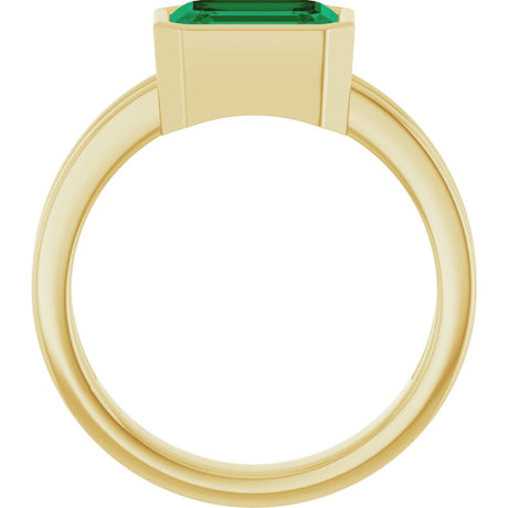 14K Yellow Gold Lab-Grown Emerald Ring