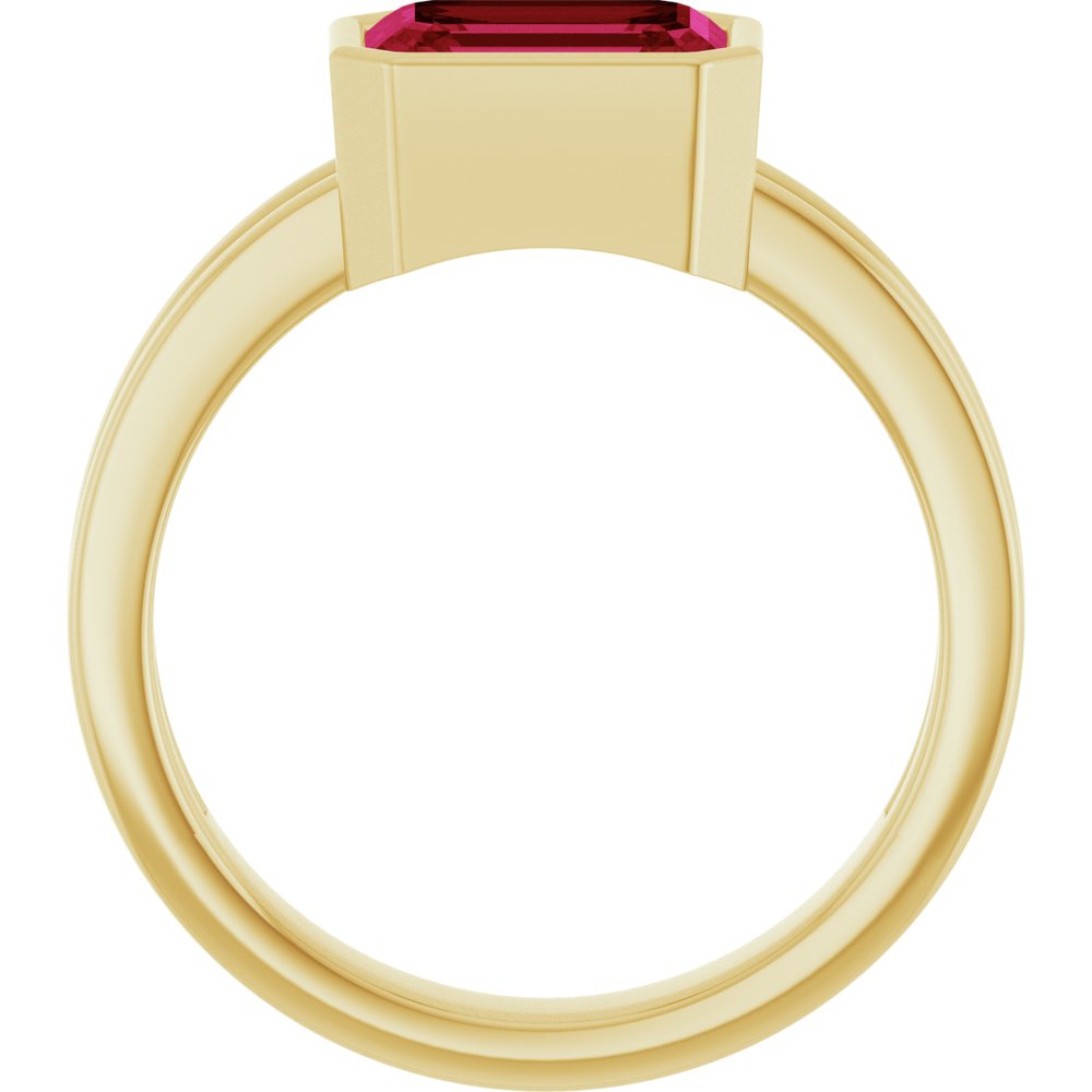 14K Yellow Gold Lab-Grown Ruby Ring