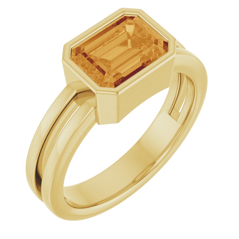 14K Yellow Natural Citrine Ring
