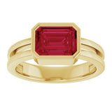 14K Yellow Gold Lab-Grown Ruby Ring