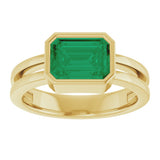 14K Yellow Gold Lab-Grown Emerald Ring