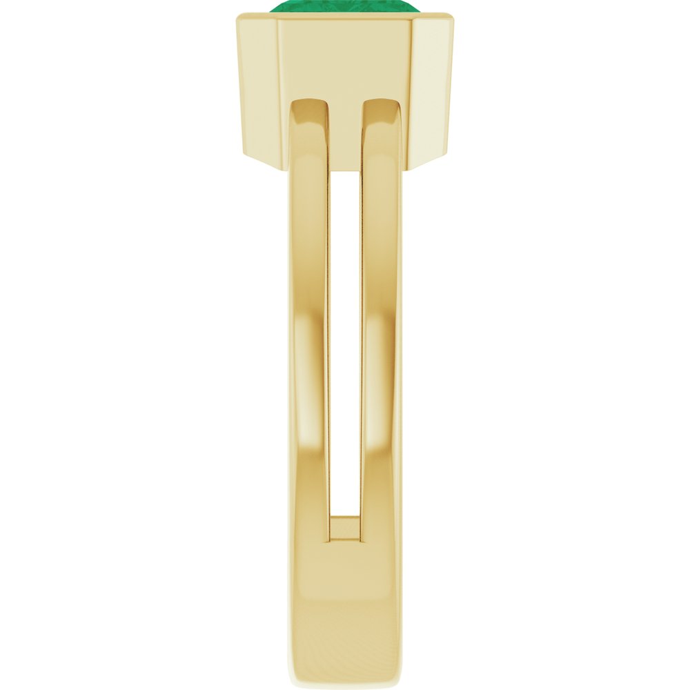 14K Yellow Gold Lab-Grown Emerald Ring