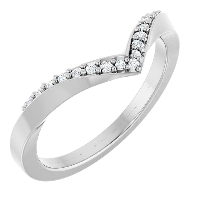 14K White Gold 1/10 CTW Natural Diamond Contour Band