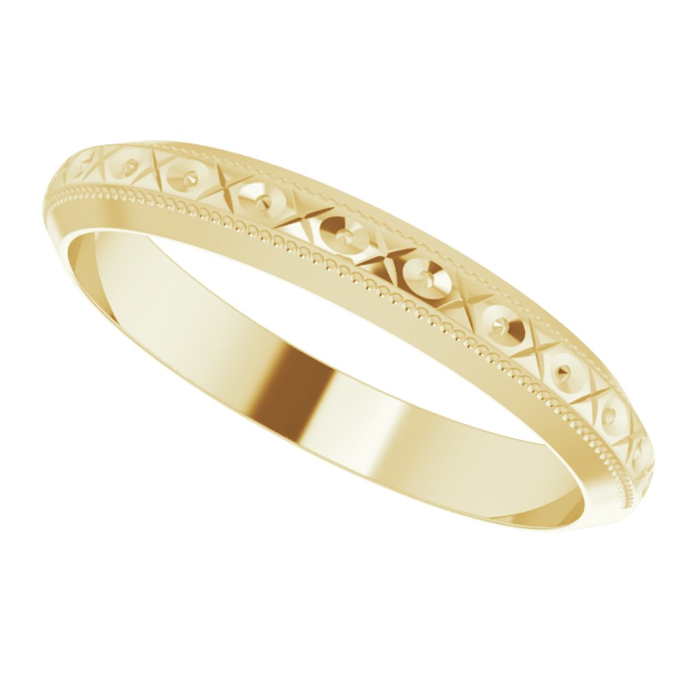 18K Yellow Gold 3 mm Milgrain Geometric Band Size 5.5