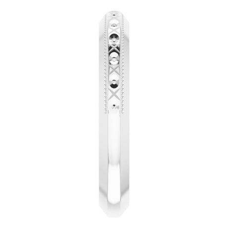 14K White Gold 3 mm Milgrain Geometric Band Size 7