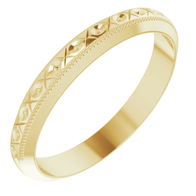 18K Yellow Gold 3 mm Milgrain Geometric Band Size 5.5