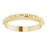 14K Yellow Gold 3 mm Milgrain Geometric Band Size 7