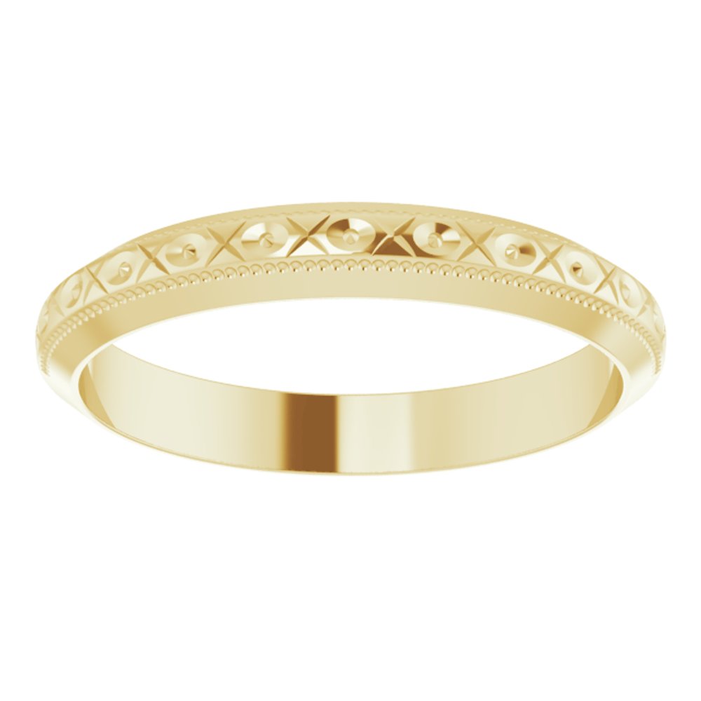 18K Yellow Gold 3 mm Milgrain Geometric Band Size 5.5