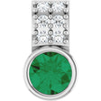 14K White Lab-Grown Emerald & .04 CTW Natural Diamond Pendant