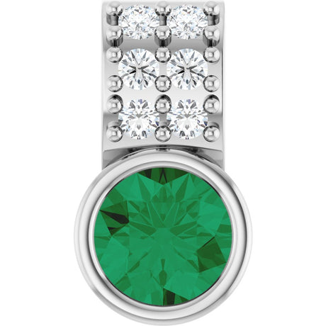 14K White Gold Lab-Grown Emerald & .04 CTW Natural Diamond Pendant