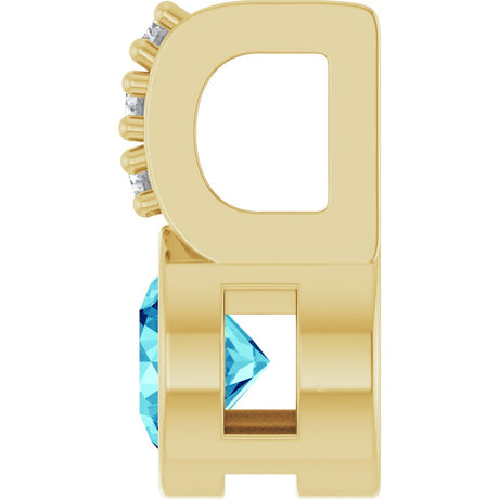 14K Yellow Gold Natural Blue Zircon & .04 CTW Natural Diamond Pendant