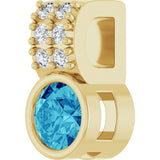 14K Yellow Gold Natural Blue Zircon & .04 CTW Natural Diamond Pendant