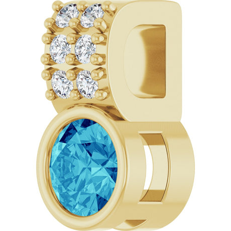 14K Yellow Gold Natural Blue Zircon & .04 CTW Natural Diamond Pendant