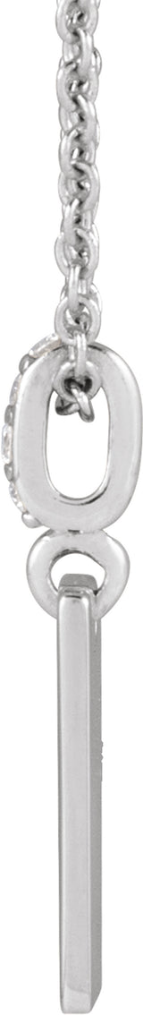 14K White Gold .02 CTW Natural Diamond Engravable 16-18" Necklace 