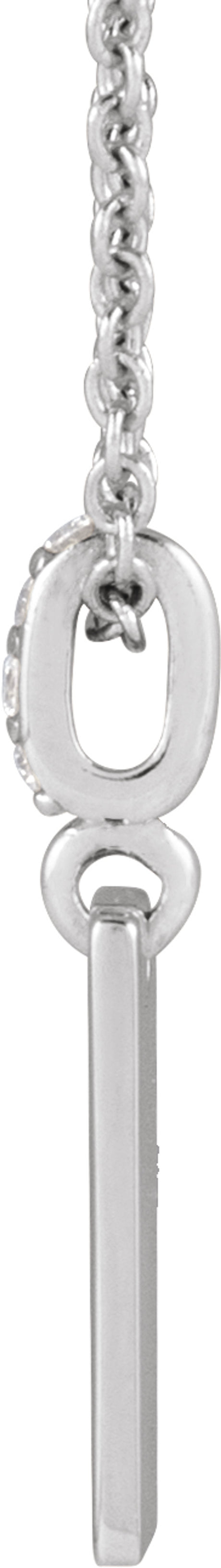 14K White Gold .02 CTW Natural Diamond Engravable 16-18" Necklace 