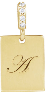 14K Yellow .02 CTW Natural Diamond Engravable Pendant