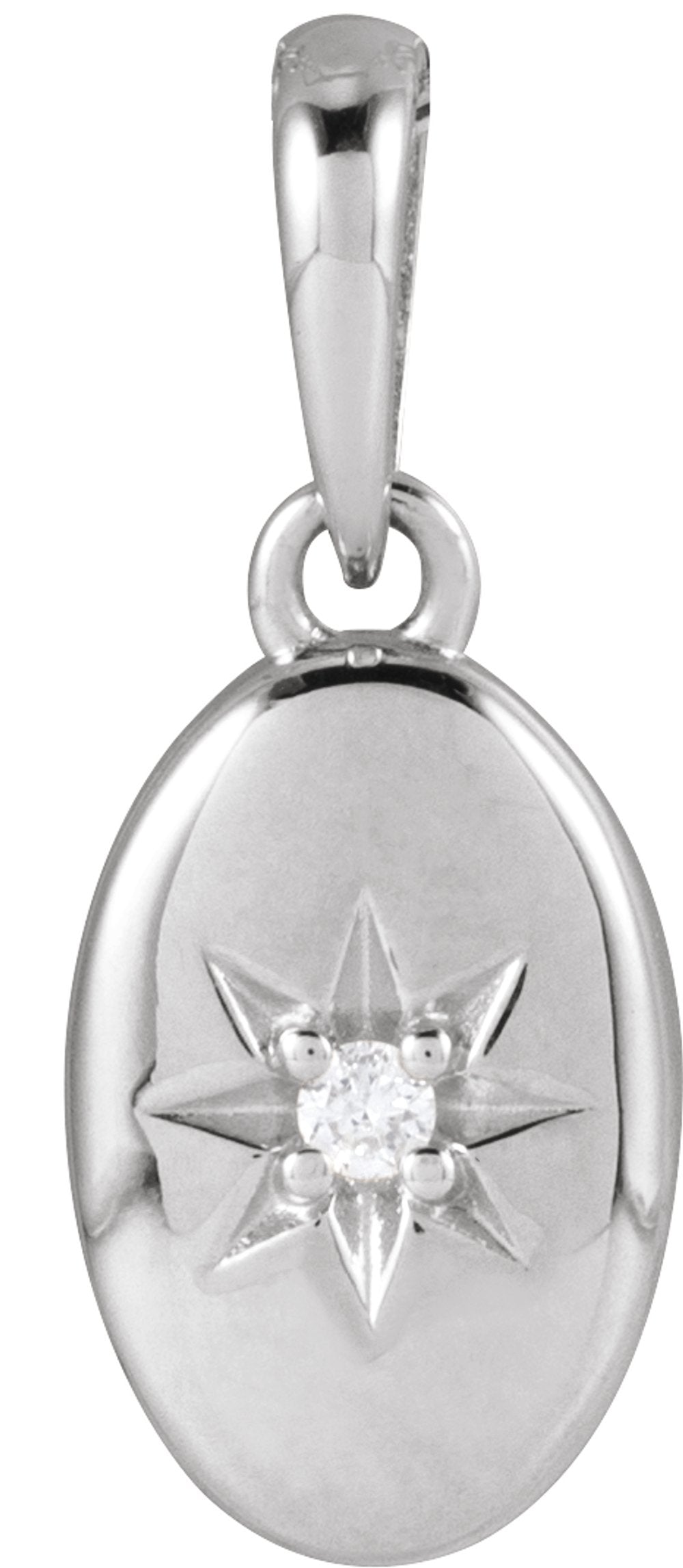 14K White Gold .015 CT Natural Diamond Star Pendant