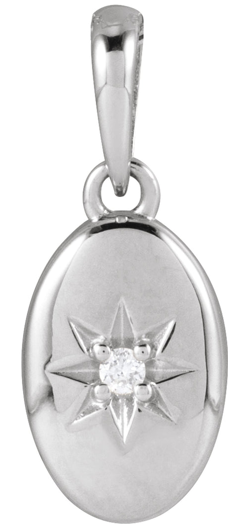 14K White Gold .015 CT Natural Diamond Star Pendant