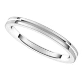 14K White 2 mm Grooved Flat Comfort Fit Band Size 7