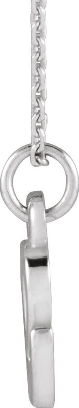 14K White Gold Petite Initial E 16" Necklace
