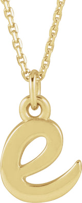 14K Yellow Petite Initial E 16" Necklace