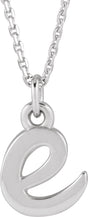 14K White Gold Petite Initial E 16" Necklace