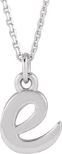 14K White Petite Initial E 16" Necklace