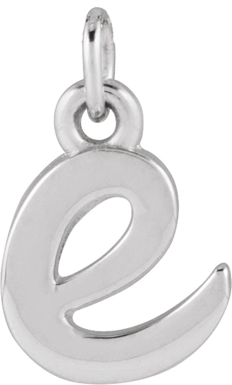 14K White Petite Initial E Pendant