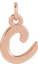14K Rose Petite Initial C Pendant