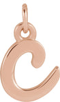 14K Rose Petite Initial C Pendant