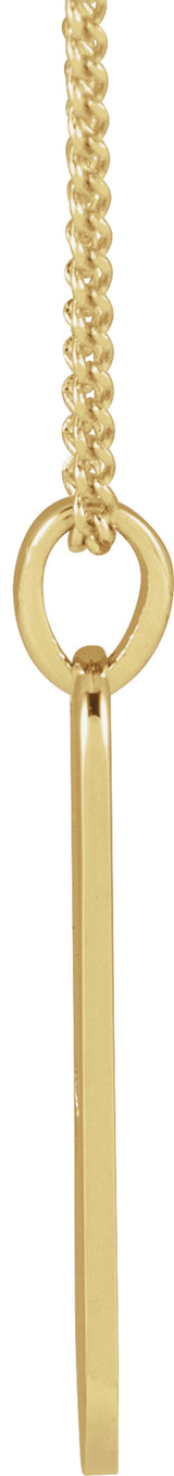 14K Yellow Engravable Heart Bar 18" Necklace