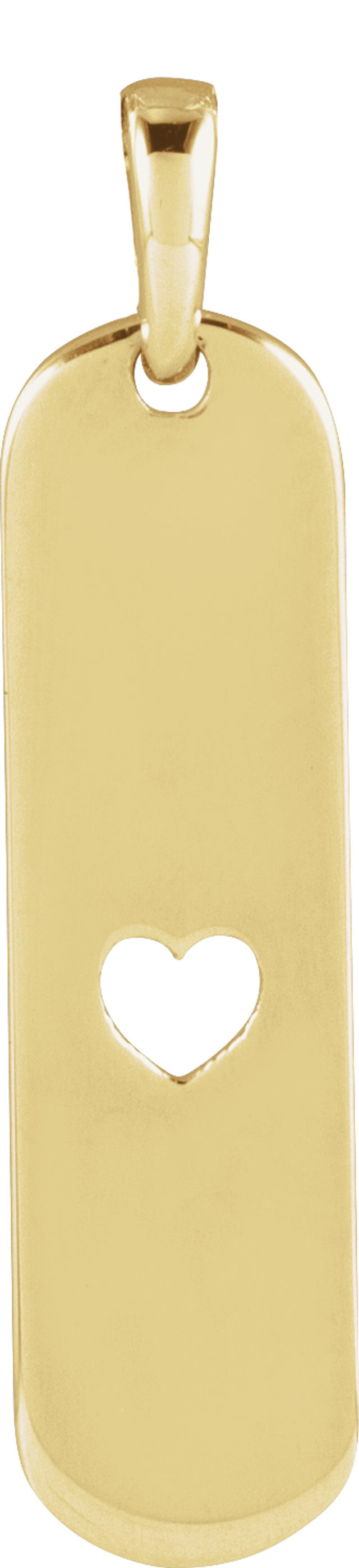 14K Yellow Gold Engravable Heart Bar Pendant