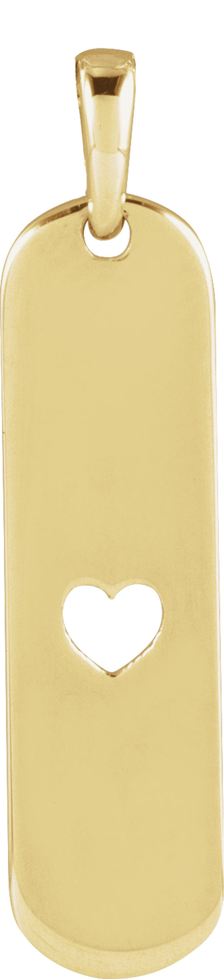 14K Yellow Gold Engravable Heart Bar Pendant