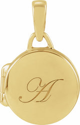 14K Yellow Gold Round Locket Pendant