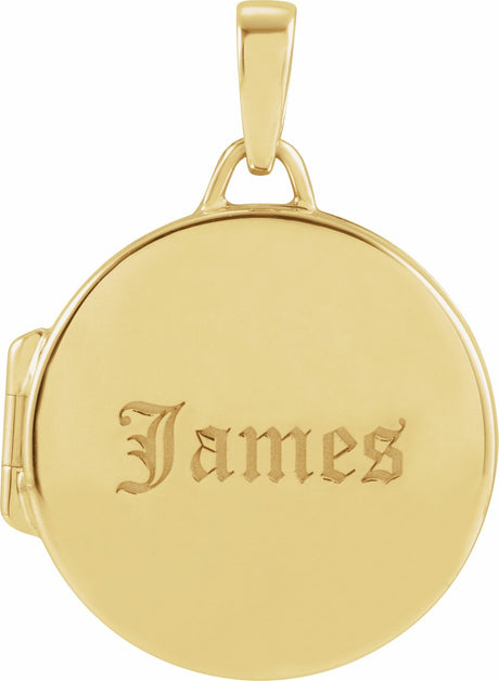 14K Yellow Gold Round Locket Pendant