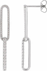 14K White Gold 1/2 CTW Lab-Grown Diamond Elongated Link Earrings