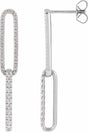 14K White Gold 1/2 CTW Lab-Grown Diamond Elongated Link Earrings