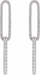 14K White Gold 1/2 CTW Lab-Grown Diamond Elongated Link Earrings