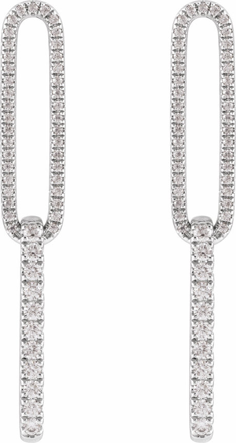 14K White Gold 1/2 CTW Lab-Grown Diamond Elongated Link Earrings