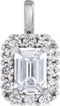 14K White 1 1/2 CTW Lab-Grown Diamond Halo-Style Pendant