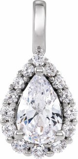 14K White 1 1/2 CTW Lab-Grown Diamond Halo-Style Pendant