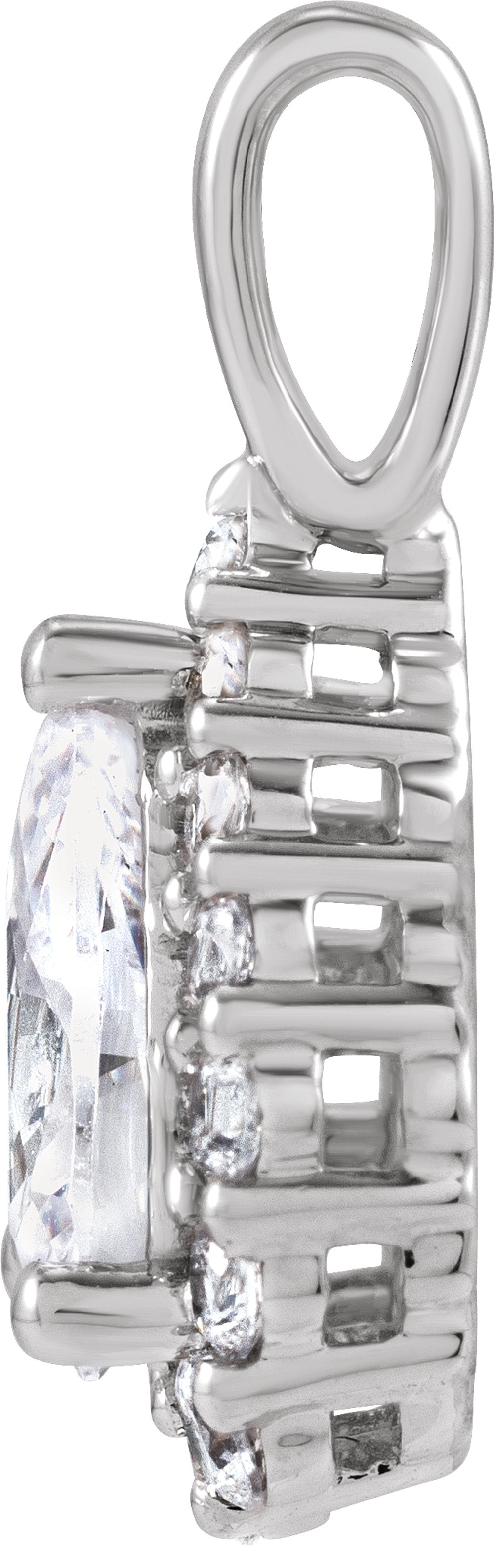 14K White 1 1/2 CTW Lab-Grown Diamond Halo-Style Pendant