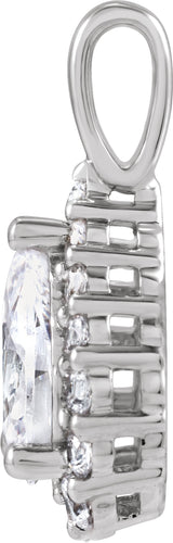 14K White 1 1/2 CTW Lab-Grown Diamond Halo-Style Pendant
