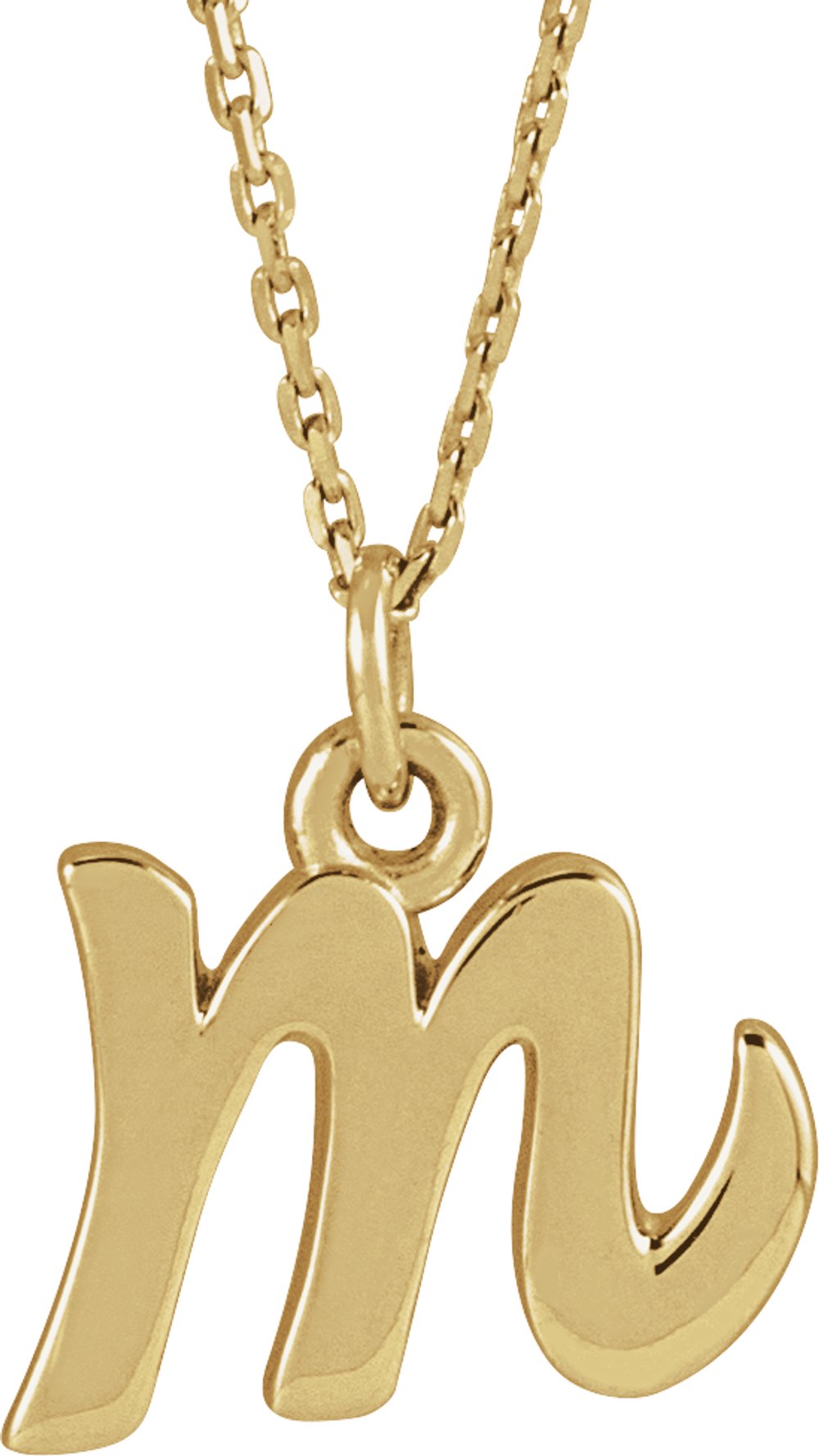 14K Yellow Petite Initial M 16" Necklace